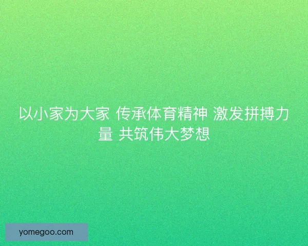 以小家为大家 传承体育精神 激发拼搏力量 共筑伟大梦想
