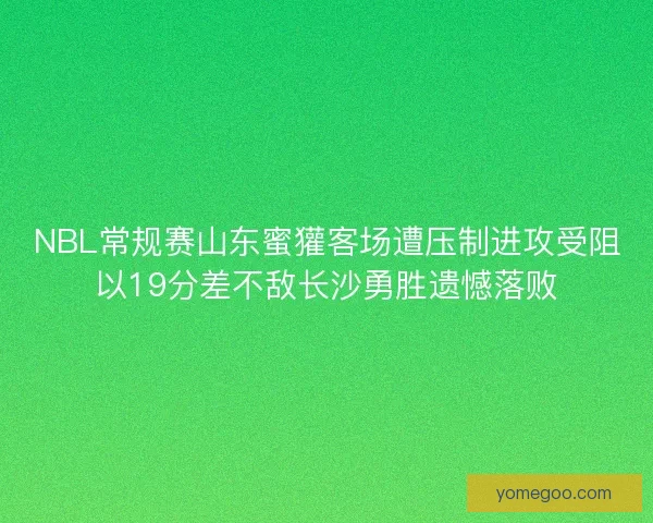 NBL常规赛山东蜜獾客场遭压制进攻受阻以19分差不敌长沙勇胜遗憾落败 NBL常规赛山东蜜獾客场遭压制进攻受阻以19分差不敌长沙勇胜遗憾落败